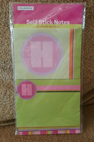 Set of 2 Letter H Initial Sticky Pads Notes *NIP*