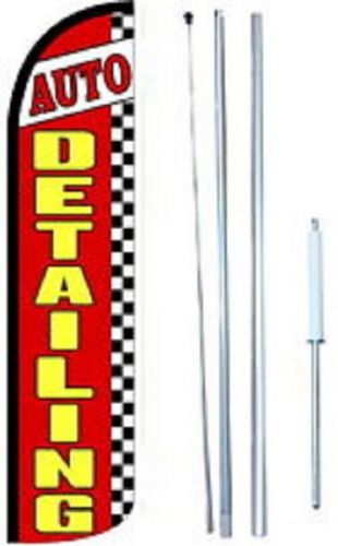 Auto detailing windless  swooper flag with complete hybrid pole set for sale