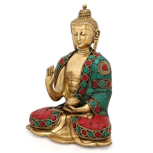 Buddha Statue Tibet Bronze Tibetan Old Buddhism Chinese Sakyamuni Carved hand