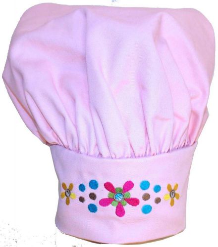 Bright Colorful Retro Flowers Chef Hat Pink Adult Adjustable Monogram Embroidery