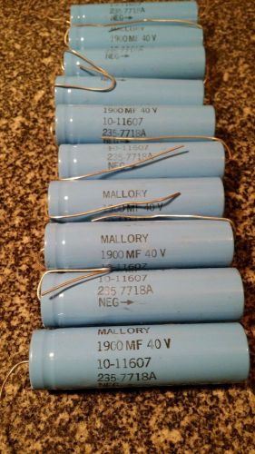 10 Mallory Axial Capacitors 1900 MF 40V  10-11607 235-7718A