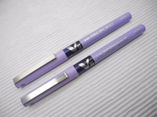 2pcs pilot hi-tecpoint v5 0.5mm roller ball pen with cap violet(japan) for sale