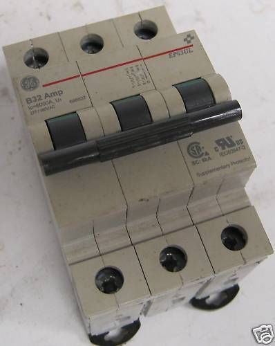 General Electric Type EP 3 Pole Miniature Circuit Breaker EP63ULB32 32A