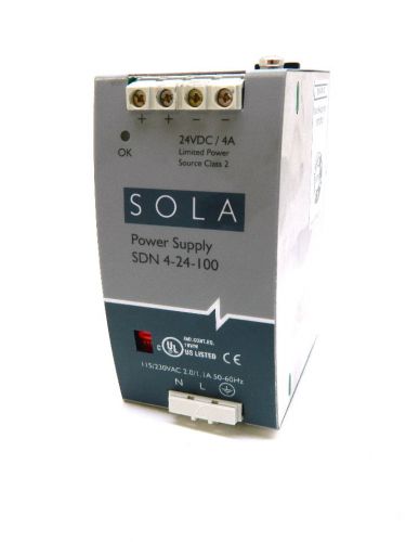 Sola sdn 4-24-100 power supply 115/230vac 24v dc 4 amp output for sale