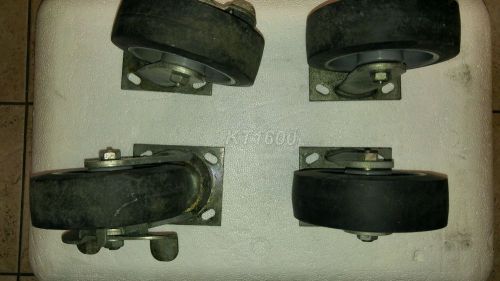 6&#034; Heavy Duty Casters Polyurethane Wheel - Swivel with Brakes and Rigid Set of 4