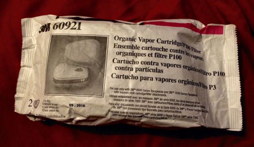 One pack of 2 filters 3m 60921 organic vapor cartridge p100 respirator see pic for sale