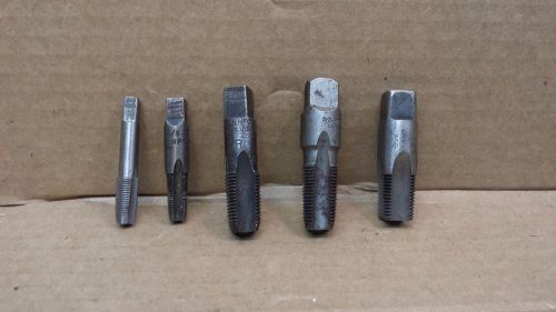 5pc npt pipe tap set  1/8&#034;, 3/8&#034;, g.t.d.greenfield, wellworth, others .....b6 for sale