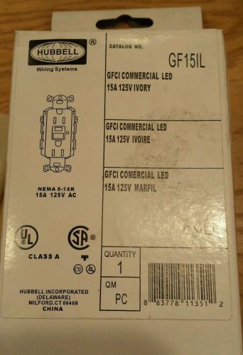 Hubbell gfci commercial led ivory receptacle cat#gf15il 15a 125v *nib* for sale