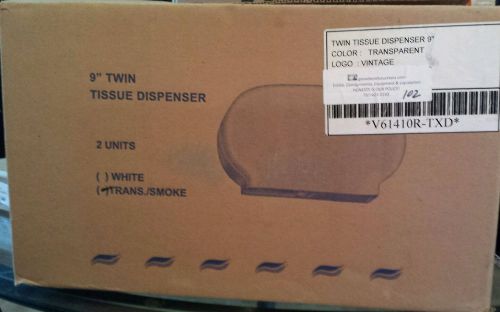 Vintage 9&#034; Twin Toilet Paper Dispenser-Transparent/Smoke