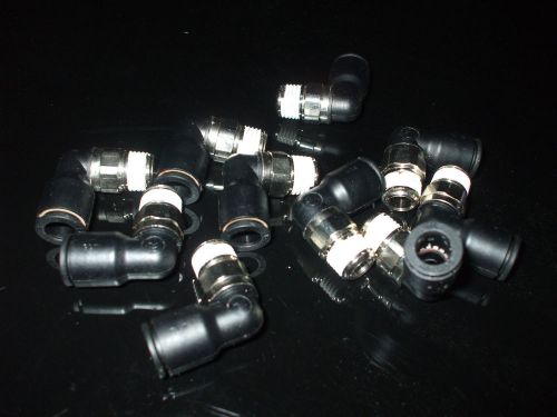 Lot of 10 legris pneumatic 1/4&#034;npt x 3/8&#034;od  elbows quick connect fittings for sale