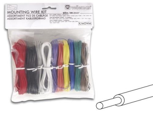 Velleman k/mowm 196.8 ft 9 color solid 24 awg hook-up wire set for sale