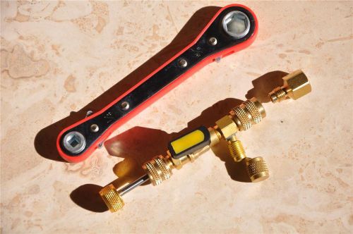 Schrader valve tool kit:square head wrench+core remover/installer 1/4+5/16&#034; hvac for sale
