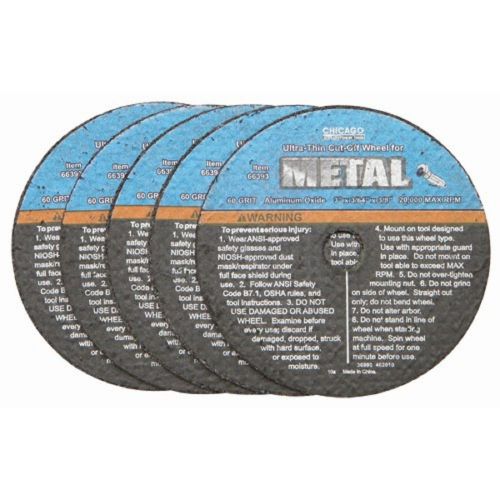 New 5 pk 3&#034; cut-off wheel for metal 40 grit arbor size 3/8&#034; for sale