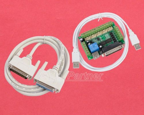 5-axis cnc mach3 controller + db25 25pin 1.5m male to female cable for sale