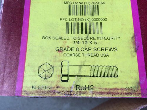 3/4-10 x 5 PFC Hex Cap Screw Grade 8 Zinc &amp; Yellow - New in Box (20)