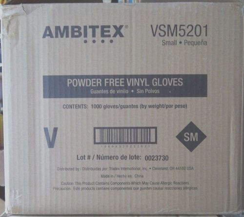 AMBITEX POWDER FREE VINYL GLOVES-SIZE SMALL 10 BOXES OF 100= 1,000 - SHIPS FREE