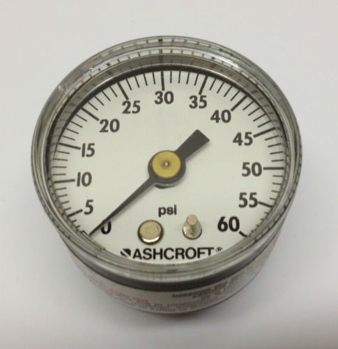NEW Ashcroft 2” Pressure Gauge 60 PSI 1/4&#034; NPT Back Connection Mount Brass