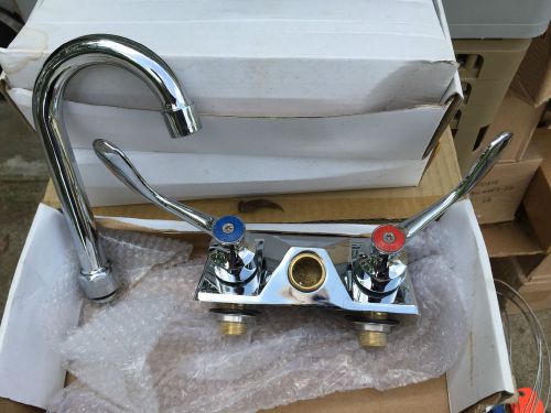 4&#034; Wall Mount NSF Hand Sink Faucet with 3 1/2&#034; Gooseneck Spout PFW4G-CWP