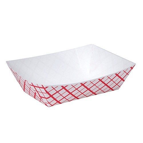 A World Of Deals #25 Paperboard Red Check Food Tray, 1/4-lb Capacity (Pack of