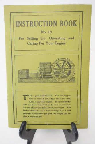 Gas engine motor instruction book manual no.19 hit &amp; miss flywheel stationary hp for sale