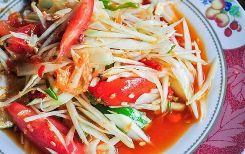 Recipe Papaya Salad Sum Tum Food Cooking Dinner Restaurant Catering Kitchen Menu
