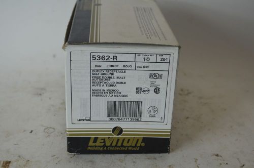 10 new leviton 5362-r 2-pole 3-wire self grounding duplex receptacle red 20a for sale