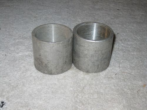 (2) 1 1/4 inch- aluminum round threaded conduit couplers for sale