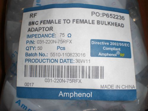 Amphenol 31-220N-75RFX BNC Female to Female Bulkhead Adaptor 35  pcs