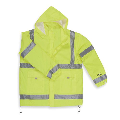 Unisex Hi-Visibility Yellow/Green Polyurethane Rain Jacket with Hood, Size M