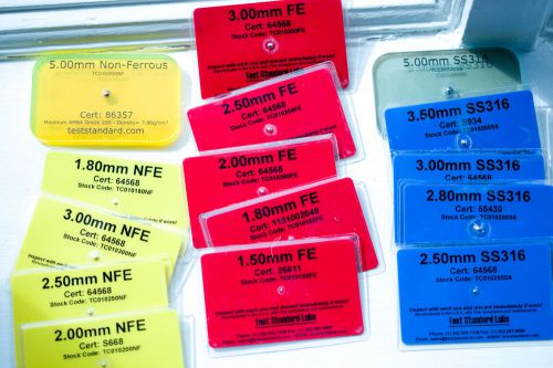 15 Test Standard Metal Detector Test Card Set: Non-Ferrous, FE, SS316