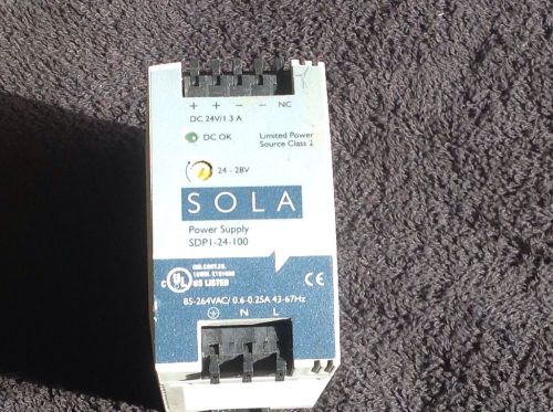 SOLA SDP1-24-100 POWER SUPPLY 24VDC / 1.3A POWER SUPPLY DIN RAIL MOUNT