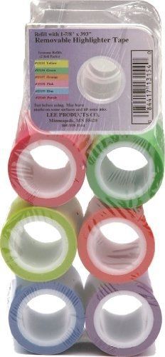 Lee Products Co. Removable Highlighter Tape in Standard Colors 1-7/8 x 393