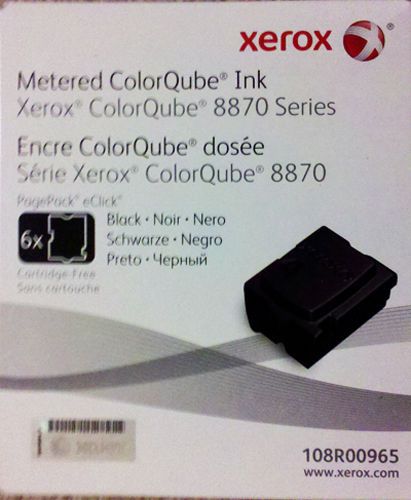 NEW Genuine Xerox 108R00965 BLACK (6pk) ColorQube Ink Pack for the 8870 Series