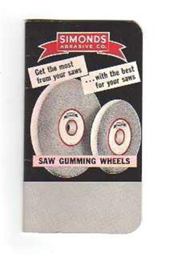 1950&#039;s simonds abrasive saw grinding wheels advertising premium pocket note pad for sale