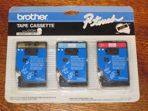 Brother, P-touch TC-40  3-Pack of Labeling Tape Cassettes Gold, Blue &amp; Red