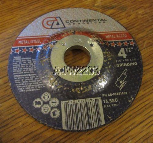 Continental Abrasives Type 27 Grinding Wheel, 4 1/2-Inch by 1/4-Inch by 7/8-In