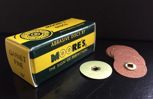 Moore&#039;s discs brass center ~ 3/4&#034; abrasive sanding garnet fine [box of 50] new for sale