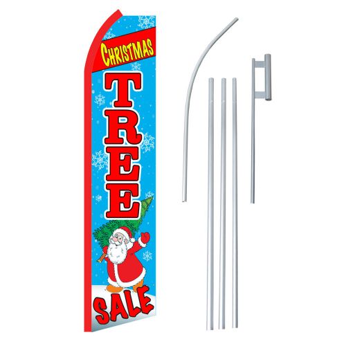 Christmas Tree Sale Flag Swooper Feather Sign Banner 15f&#039; + pole /spike made USA