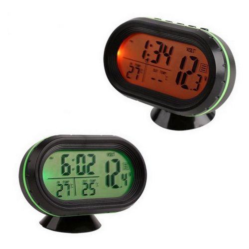 Auto LED Display Thermometer Voltmeter Monitor Noctilucous Clock 12V-24V F5