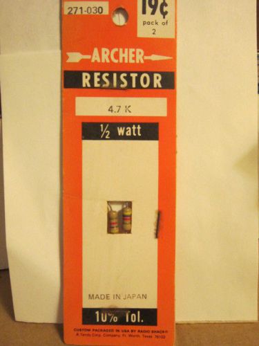 New Old Stock - Archer Resistor - Cat.No. 271-030  4.7K 1/2w 10% tol.