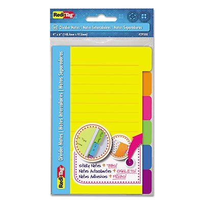 Index Sticky Notes, 4 x 6, Ruled, Assorted Colors, 60-Sheet Pad, Sold as 1 Pad