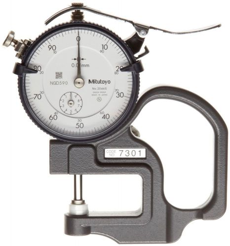 Mitutoyo 7327 Dial Thickness Gage, Flat Anvil, Standard Type, 0-1mm Range, 0.001