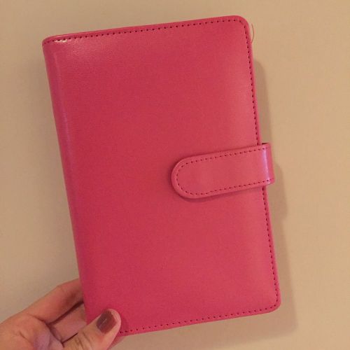 pink A6 macaron cute planner organizer binder personal size PU leather