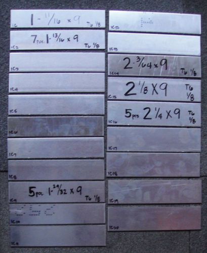 Lot 1C  20 Pcs  Aluminum Plate 1/8 all 9&#034; Long Sheet T6  .125 1/8” Thk