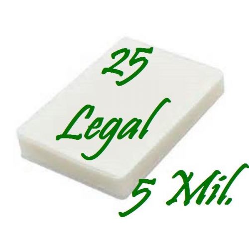 25- LEGAL SIZE Laminating Laminator Pouches Sheets  9 x 14-1/2.. 5 Mil