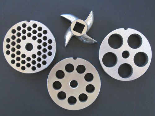 #12 meat grinder disc plate set and knife for hobart lem cabelas and most others for sale