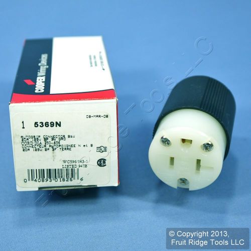 Cooper industrial straight blade connector plug nema 5-20r 5-20 20a 125v 5369n for sale