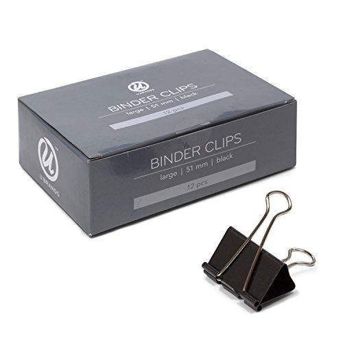 U Brands Binder Clips, Large 2-Inch Width, 1-Inch Paper Holding Capacity, Black