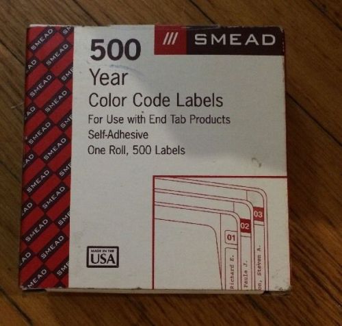 Smead 68308 Year Color Code End Tab Labels - 08 (2008) - Self Adhesive 500/Roll