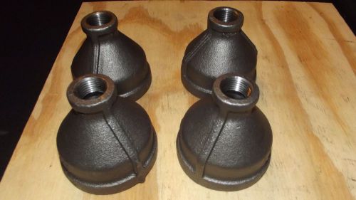 Lot of (4) 2 x 1/2  inch reducer coupling black  iron pipe threaded fittings for sale